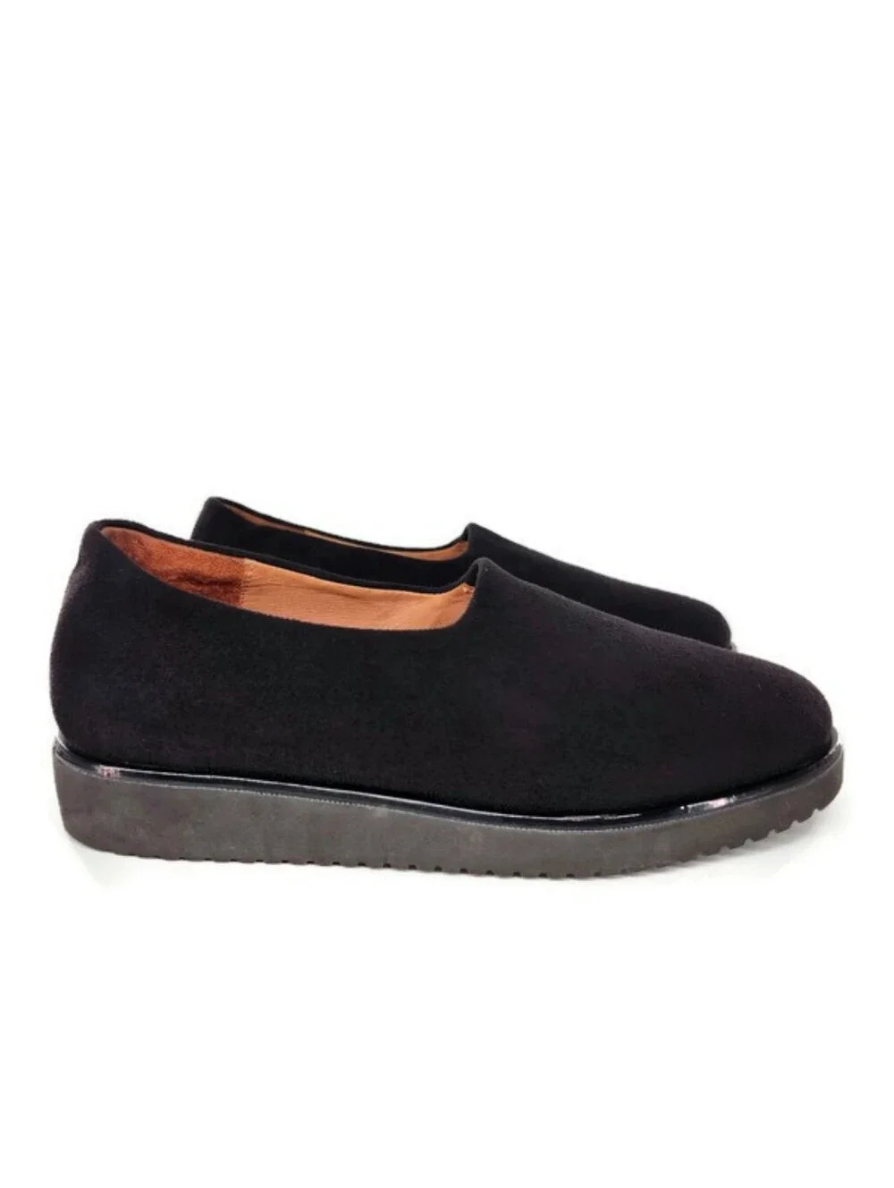 L'Amour Des Pieds Black Soft Vegan Suede Round Toe Slip On Flat Comfort Loafers